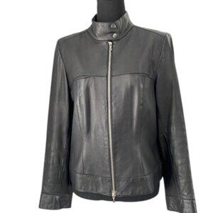 JOHN CARLISLE Black Leather Moto Jacket Coat Medium
